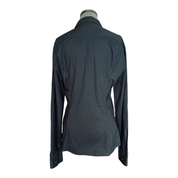 Men’s Dress Shirt H&M Black Button Front Long Sleeve Classical Fit Cotton Shirt - Picture 3 of 5